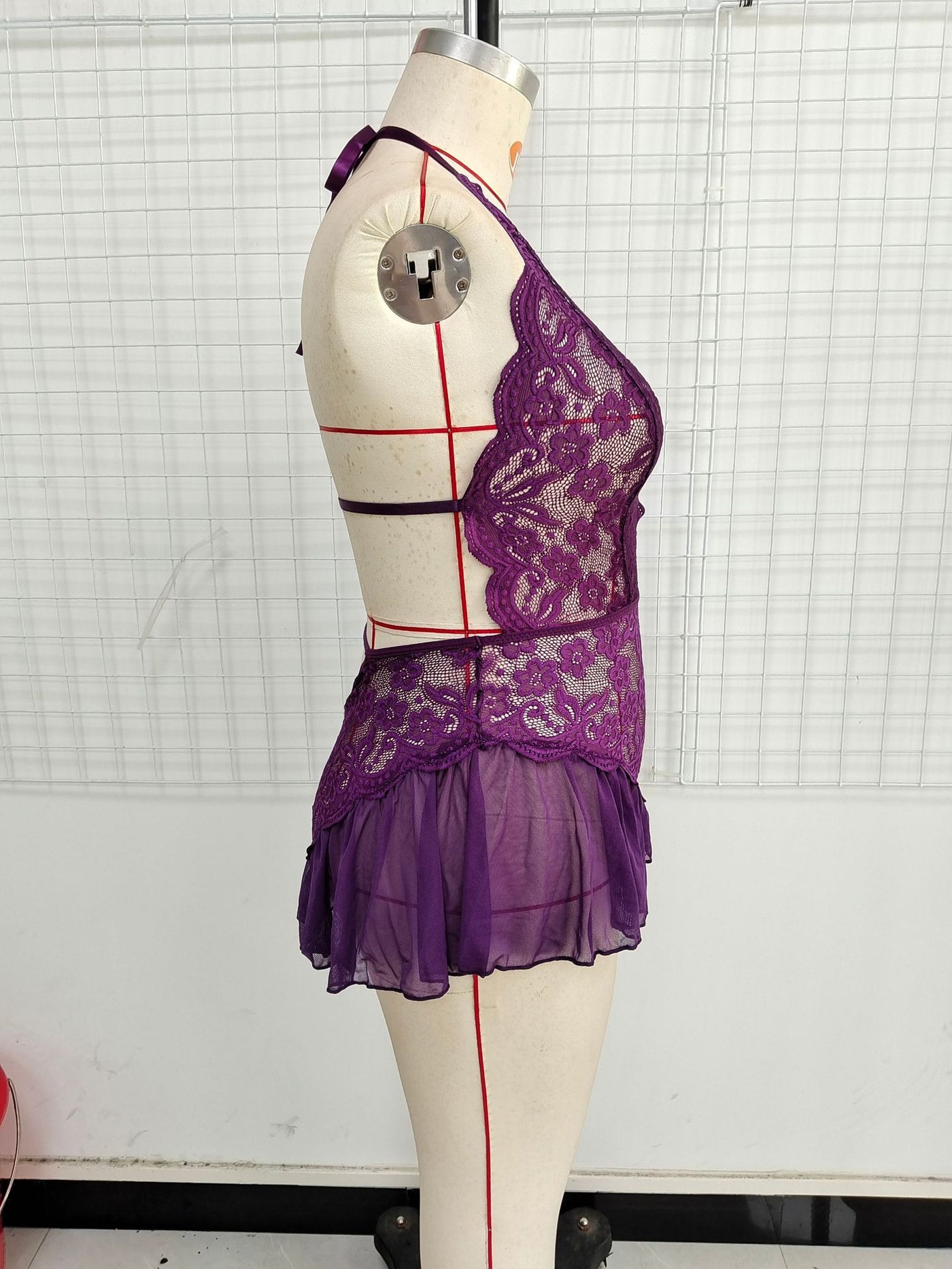 Plus Size Sexy Sleepwear Female Passion Temptation See-through Lace Hollow Out