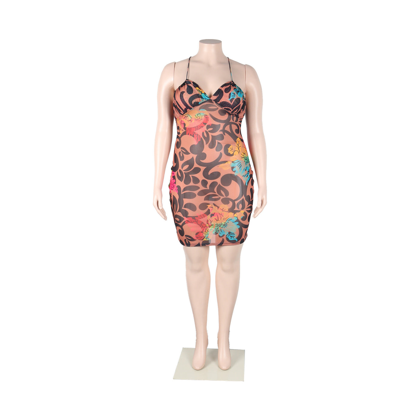 Women's Slim-fit Printed Cross Shoulder Strap Dress
