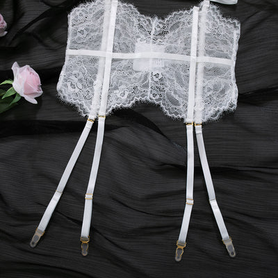 Three-piece Lace Eyelash Lace Fishbone Stitching Halter