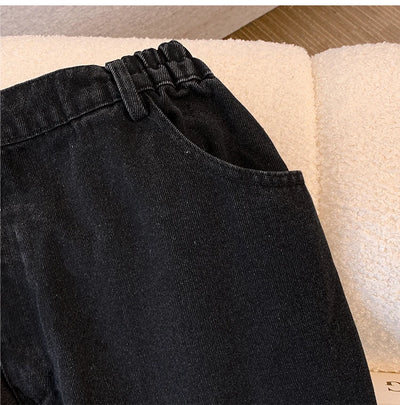 Plus size women's spring and autumn casual jeans classic design black blue washed denim fabric comfortable and versatile