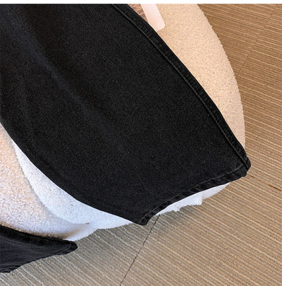 Plus size women's spring and autumn casual jeans classic design black blue washed denim fabric comfortable and versatile