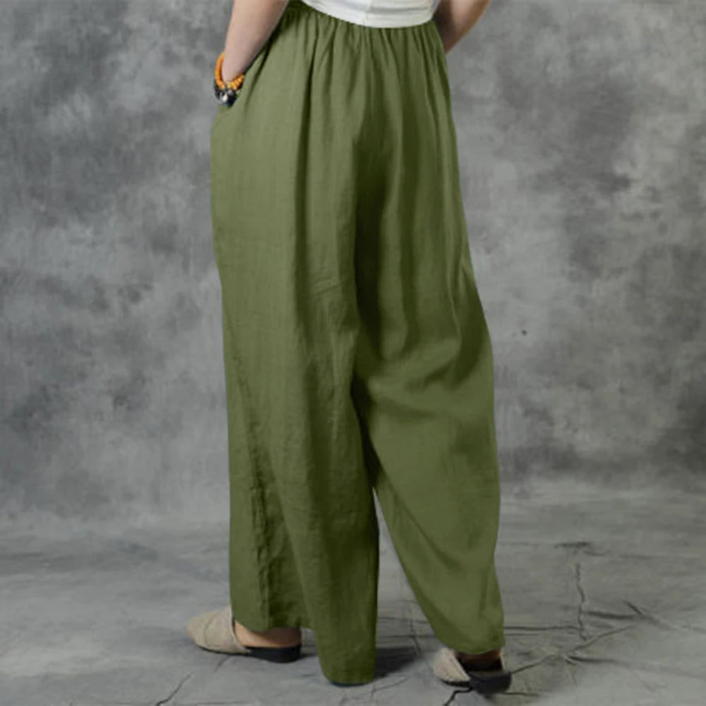 Plus Size High Waist Long Pants for Women Clothing Summer Solid Casual Wide Leg Trousers Fashion Korean Female Clot
