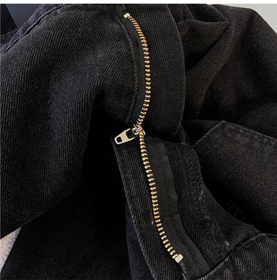Plus size women's spring and autumn casual jeans classic design black blue washed denim fabric comfortable and versatile
