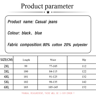 Plus size women's spring and autumn casual jeans classic design black blue washed denim fabric comfortable and versatile