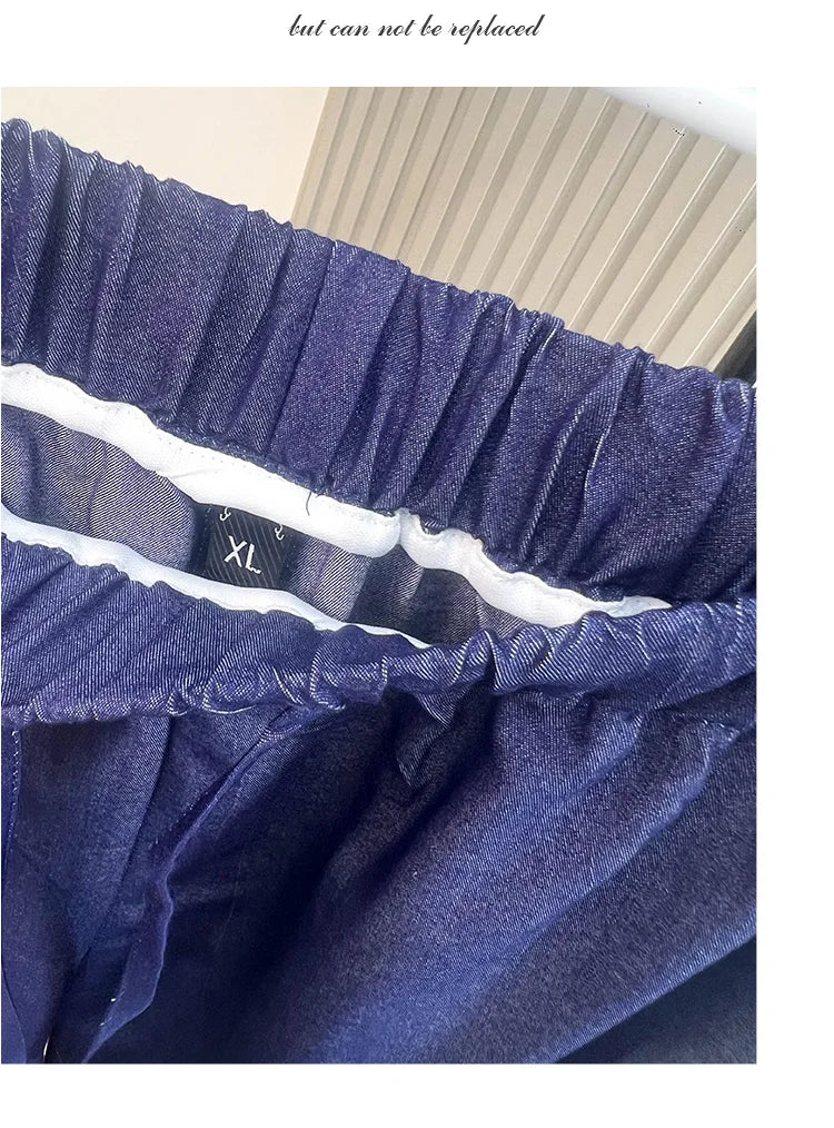 Plus size, women's jeans for summer high waist slimming, thin and wide leg pants 3513