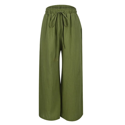 Plus Size High Waist Long Pants for Women Clothing Summer Solid Casual Wide Leg Trousers Fashion Korean Female Clot
