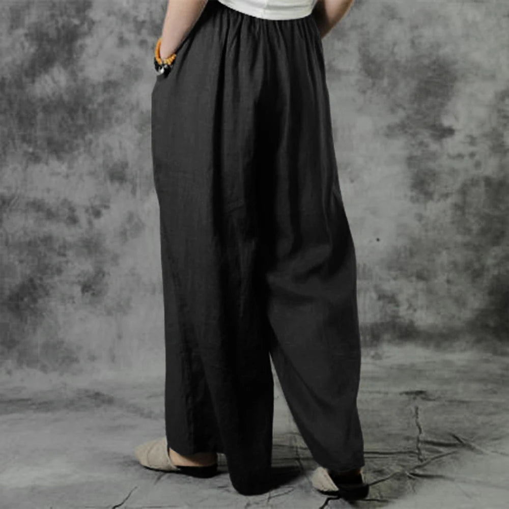 Plus Size High Waist Long Pants for Women Clothing Summer Solid Casual Wide Leg Trousers Fashion Korean Female Clot