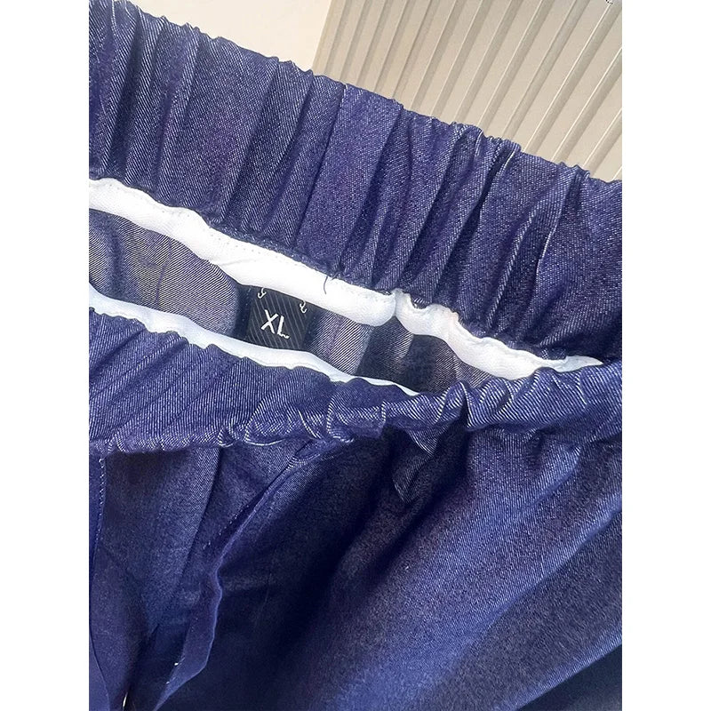 Plus size, women's jeans for summer high waist slimming, thin and wide leg pants 3513