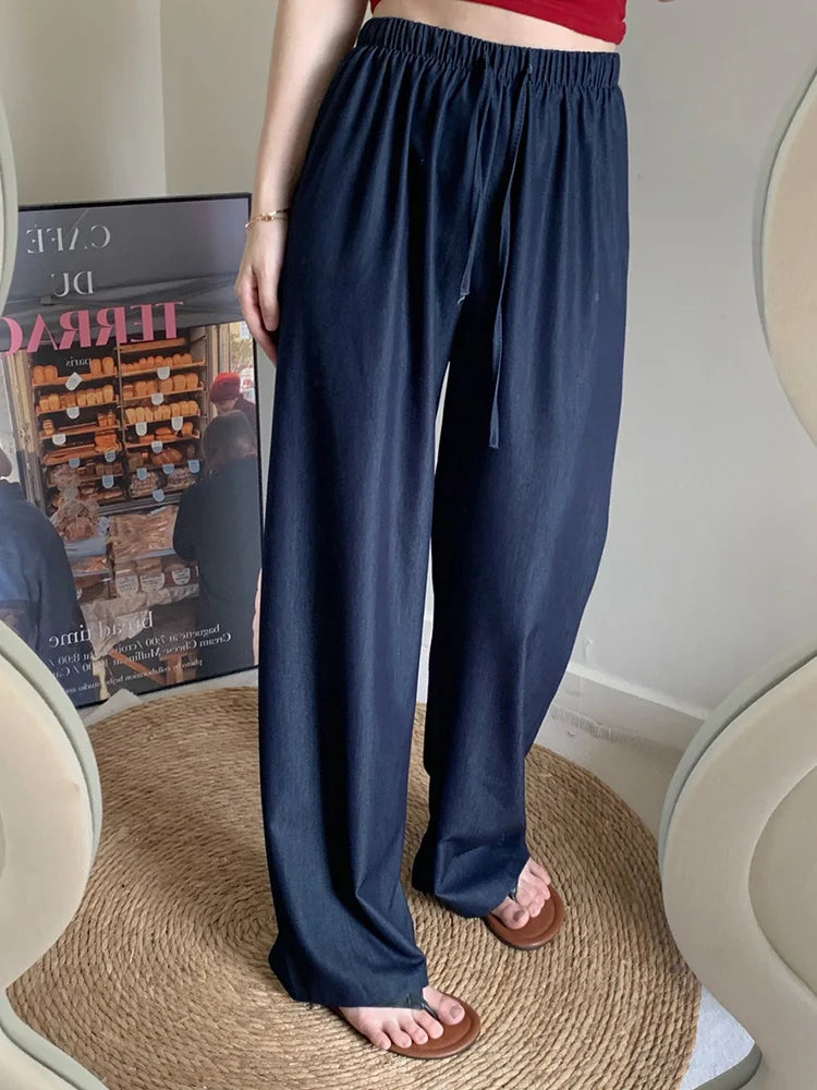Plus size, women's jeans for summer high waist slimming, thin and wide leg pants 3513