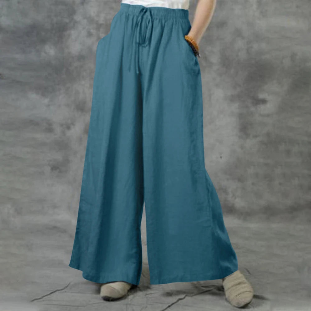 Plus Size High Waist Long Pants for Women Clothing Summer Solid Casual Wide Leg Trousers Fashion Korean Female Clot