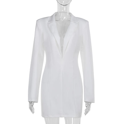 Closure Collar Deep V Suit Sheath Dress